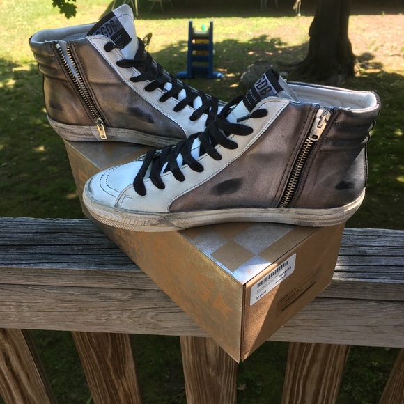 Golden Goose Slide Gun Metal/Shimmer sz 37 NIB - Picture 4 of 10